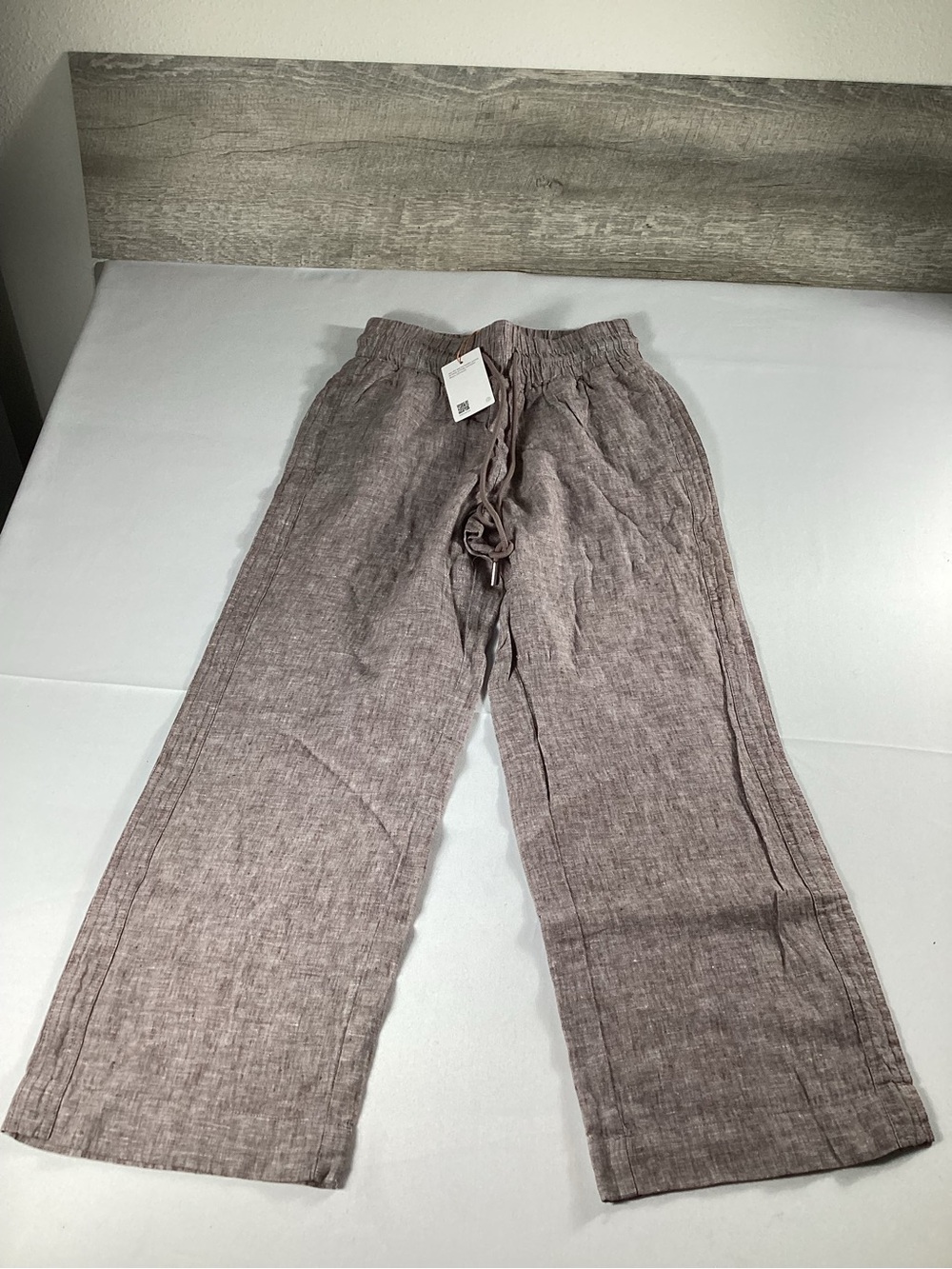 Quince Women’s XS 100% Linen Pull-On Wide Leg Pants Brown Taupe NWT